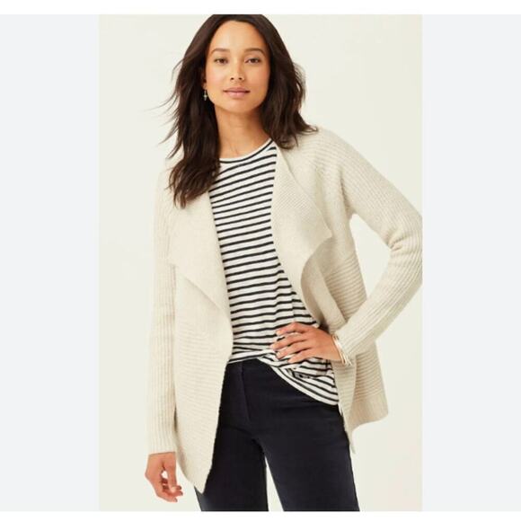 J Jill Draped Front Texture Knit Cardigan Tan Size Small - Picture 9 of 9